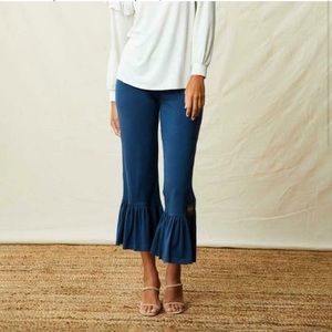 Matilda Jane Cecelia Ruffle Flare Bell Botton Pants Navy Blue Stretch Soft